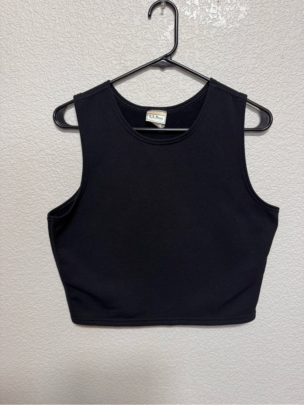 Vintage L.L. Bean Sweat Fleece Crop Tank Black Women’s M Crew Neck